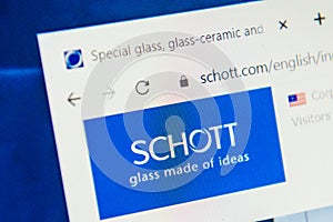 Schott Web Site. Selective focus.