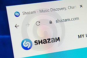 Shazam.com Web Site. Selective focus.