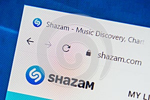 Shazam.com Web Site. Selective focus.