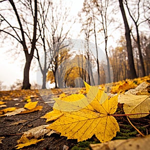 Autumn Background of Last Leaves photo