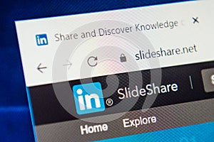 Slideshare.net Web Site. Selective focus.