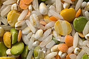 Macro Image of Soup Mix with Rice,Dried Peas,Barley and Lentils