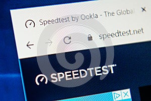 Speedtest.net Web Site. Selective focus.