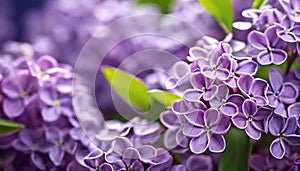 Macro Image of Spring Lilac Violet Flowers: Abstract Art Background