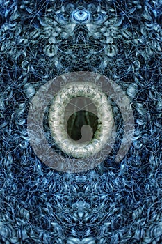 Macro image of a textile material symmetricaly reflected