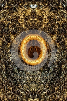 Macro image of a textile material symmetricaly reflected