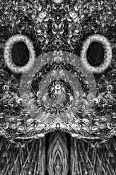 Macro image of a textile material symmetricaly reflected