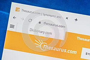 Thesaurus.com Web Site. Selective focus.