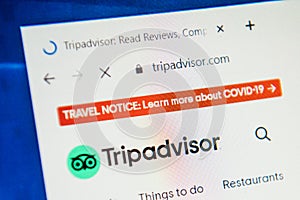 Tripadvisor.com Web Site. Selective focus.