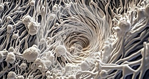 macro image of viruses and bacteria in tissues, abstract lactobacilli, monochromatic electron microscope photo, microbiological