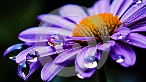 A macro image of a water droplet on a flower