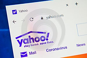 Yahoo.com Web Site. Selective focus.