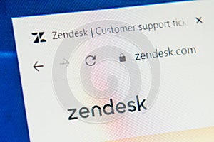 Zendesk.com Web Site. Selective focus.