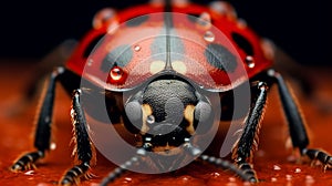 Macro of a ladybug on a black background. Close-up