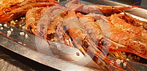 Macro of langoustine with salt