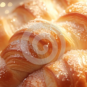 Macro Lens Croissant: Realistic Detail With Glittery Lights