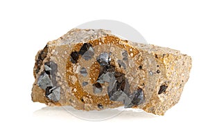 Macro Magnetite mineral stone on a white background