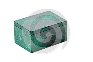 Macro.malachite boxes on white background