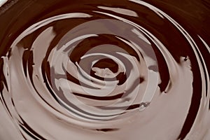 Macro of Melted milk or dark chocolate swirl background