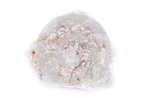 Macro mineral prehnite stone on a white background