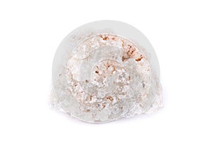 Macro mineral prehnite stone on a white background