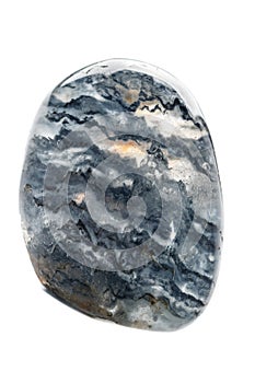 Macro mineral quartz stone with dumortierite on a white background photo