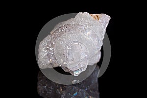 macro mineral stone angel aura quartz crystal on a black background