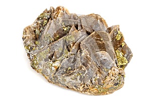 Makro minerální kámen Barit Pyrit na bílém pozadí