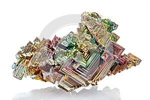 Macro mineral stone bismuth on a white background