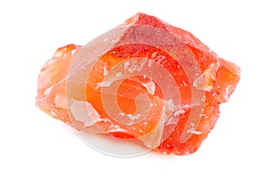 Macro mineral stone Carnelian on white background