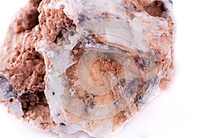 Macro mineral stone cerussite on a white background photo