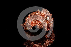 Macro mineral stone Copper on black background