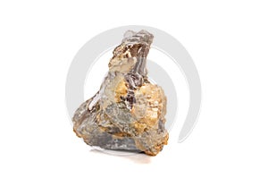 Macro mineral stone Corundum in rock a white background