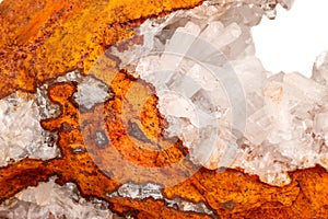 Macro mineral stone crystals Hemimorphite rock on a white background