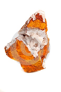 Macro mineral stone crystals Hemimorphite rock on a white background