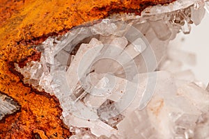 Macro mineral stone crystals Hemimorphite rock on a white background