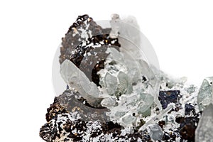 Macro mineral stone Drusus quartz with sphalerite in the rock a