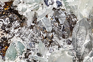 Macro mineral stone Drusus quartz with sphalerite in the rock a