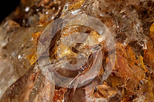 Macro mineral stone Fenster Quartz Crystal on a black background