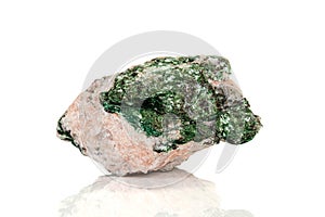 Macro mineral stone Fuchsite on a white background