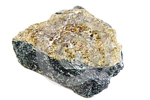 Macro mineral stone grossular on a white background