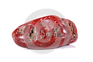 Macro mineral stone jasper on a white background