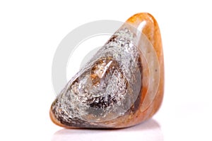 Macro mineral stone jasper on a white background