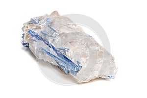 Macro mineral stone Kyanite a white background