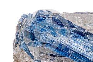 Macro mineral stone Kyanite a white background