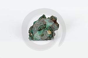 Macro mineral stone Malachite against white background