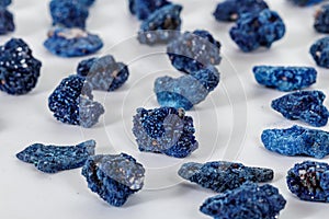 Macro mineral stone Malachite and Azurite against white background