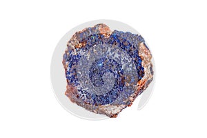 Macro mineral stone Malachite and Azurite against white background