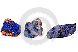 Macro mineral stone Malachite and Azurite against white background