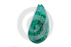 Macro mineral stone malachite with azurite on white background